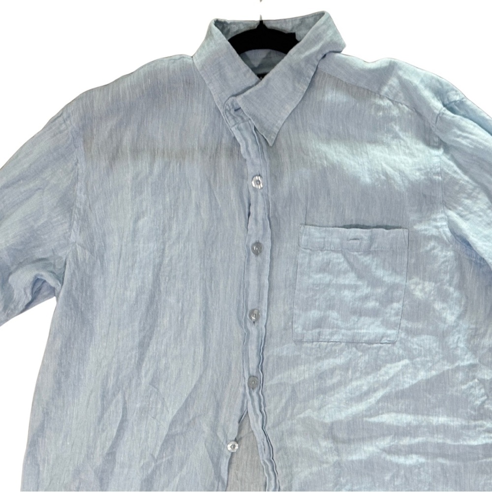 Weekenders Light Blue Linen Button-Down Shirt